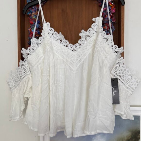 Daily Devotion White Lace Off-the-Shoulder Top - Picture 3 of 9